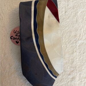 Oscar de la Renta Navy and White Silk Tie